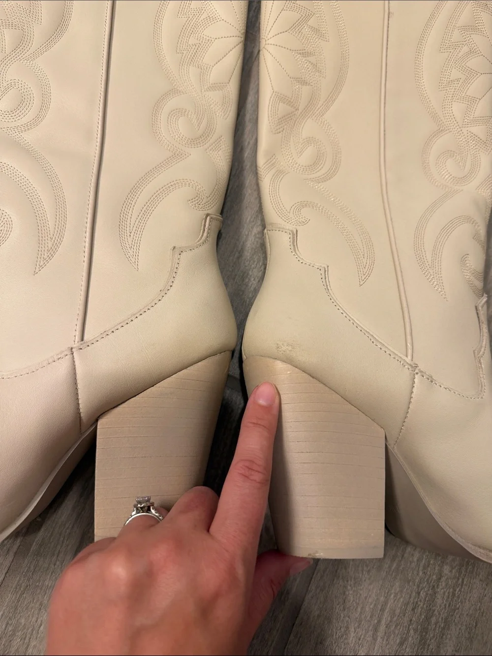 Steve Madden White Over-the-Knee Western Block Heel Boots